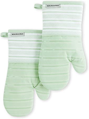 KitchenAid Albany Oven Mitt 2-Pack Set, Pistachio, 7"x13"