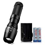 DULEX1000 Lumens Zoomable Cree Xm-l T6 LED 26650 18650 3x AAA Zoom Flashlight Torch Lamp with High quality Rechargeable Battery and Charger