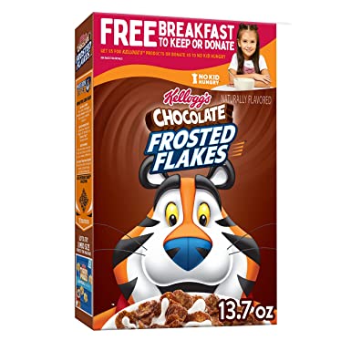 Kellogg's Frosted Flakes Breakfast Cereal, 8 Vitamins and Minerals, Kids Snacks, Chocolate, 13.7oz Box (1 Box)