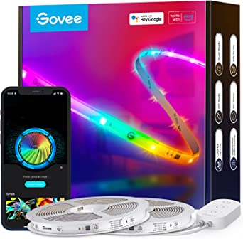 Govee 65.6ft RGBIC LED Strip Lights, Smart LED Strip Segmented App Control, WiFi LED Lights Work with Alexa and Google Assistant, Music Sync, DIY, for Living Room, Party, 2 Rolls of 32.8ft