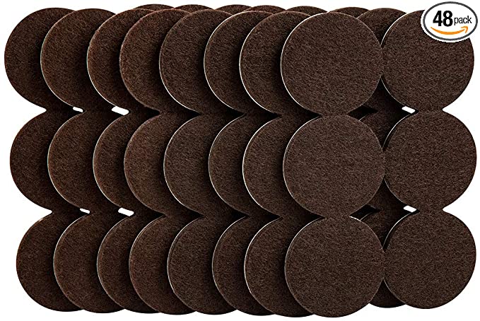 softtouch 4758595N Heavy Duty 1-1/2 Inch Felt Furniture Pads to Protect Hardwood Floors from Scratches, Brown, 48 Piece