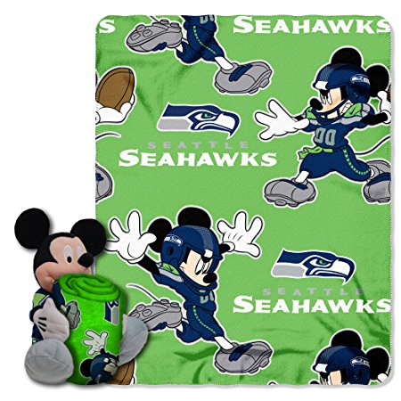 NFL Seattle Seahawks Co-Branded Disney's Mickey Hugger and Fleece Throw Set