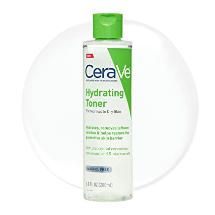 CeraVe Hydrating Toner for Face Non-Alcoholic with Hyaluronic Acid, Niacinamide, and Ceramides for Sensitive Dry Skin, Fragrance-Free Non Comedogenic, Full Size, 6.8 Fl Oz