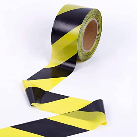 KINGPLAST Warning Tape - 2.8 Inch 660 feet Yellow Black Hazard Safety Striped Barricade Caution Tape No-adhesive for Quarantine Danger Construction Police Crime Scene