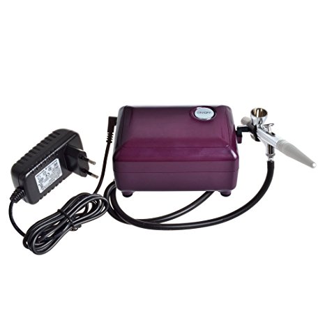 StarsTech Airbrush Makeup Machine Airbrush Compressor with 0.4mm Airbrush Spray Gun, Purple
