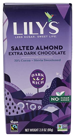 LILYS CHOCOLATE Salted Almond 70% Dark Chocolate, 2.8 OZ