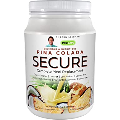 Andrew Lessman Secure Soy Complete Meal Replacement – Piña Colada 60 Servings – Only 65 Calories, 7 Grams Non-GMO Soy Protein, Vitamins & Minerals, Low-Fat, Nutritious & Delicious, Mixes Instantly