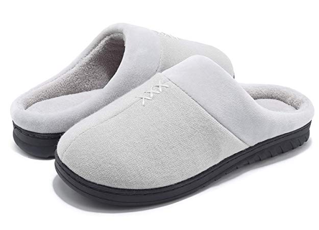 VIFUUR Women's Comfy Fuzzy Knitted Memory Foam Coral Fleece Slip On House Slippers Indoor