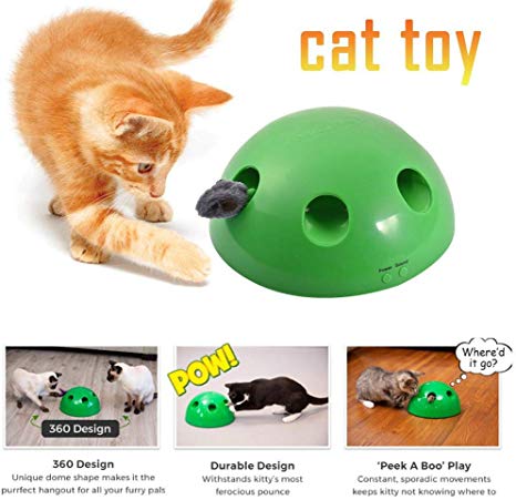 JUNMAO Cat Interactive Toys,Play Interactive Motion Cat Toy, Funny Cat Scratching Training Toy for Pet Kitty Cats Electronic Smart Random Moving Feather Mouse Teaser