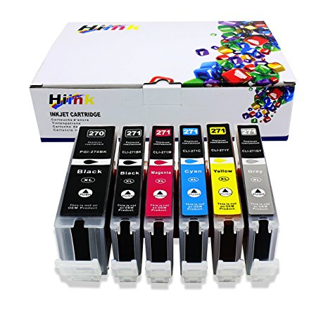 HIINK 6 PACK 270XL 271XL Replacement Ink For PGI-270 CLI-271 PGI-270XL CLI-271XL Ink Used in PIXMA MG7700 PIXMA MG7720 PIXMA TS8020 PIXMA TS9020 Printers