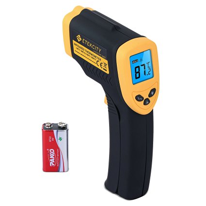 Etekcity Lasergrip 1080 Non-contact Digital Laser IR Infrared Thermometer, -50°C ~ 550°C, Rubber Paint Technology, Yellow/Black