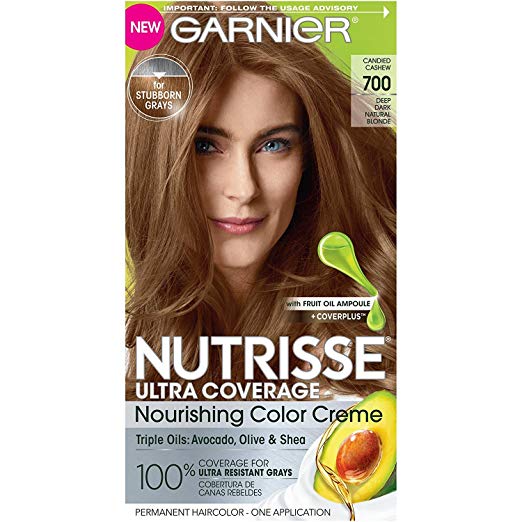 Garnier Nutrisse Ultra Coverage Hair Color, Deep Dark Natural Blonde (Candied Cashew) 700 (Packaging May Vary), Pack of 1