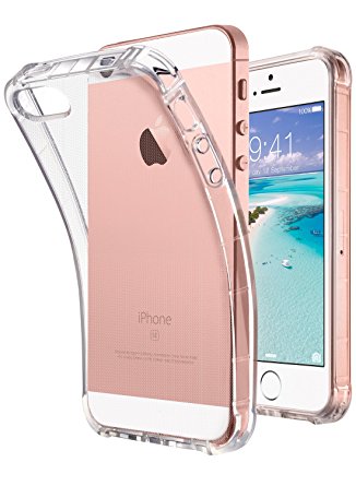 iPhone SE Case Clear, iPhone 5s case, iPhone 5 case, ULAK Clear Slim Fit 5/5S/SE Case With Flexible Soft TPU Bumper Shock-Absorption Cover -Retail Packaging - Clear