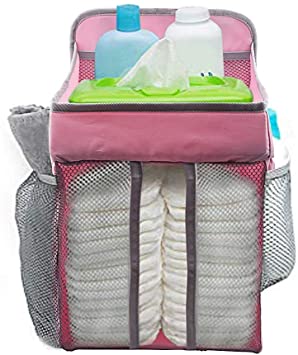 Hanging Baby Diaper Caddy Organizer For Crib Changing Table Or Wall Nursery Organizer For Infant Newborn Baby Playard Diaper Organizer Storage For Baby Essentials