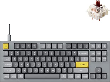 Keychron Q3 QMK/VIA Wired Custom Mechanical Keyboard, Full Aluminum Tenkeyless Layout 87-Key, Programmable Macro with Hot-swappable Gateron G Pro Brown Switch, Compatible with Mac Windows Linux (Grey)