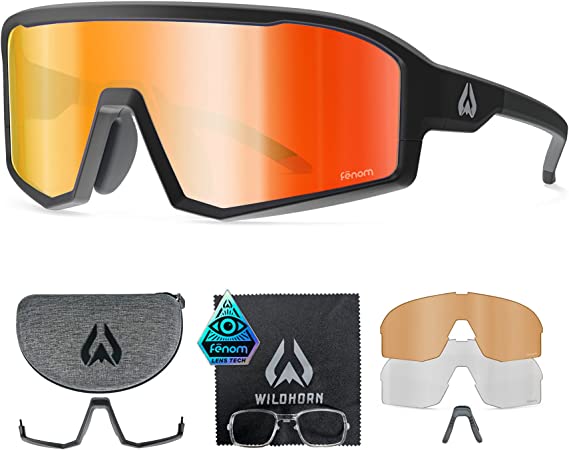 Wildhorn Radke MTB Cycling Glasses, UV400 Sports Sunglasses, Cycling Sunglasses for men & women w/ 3 Interchangeable Lenses