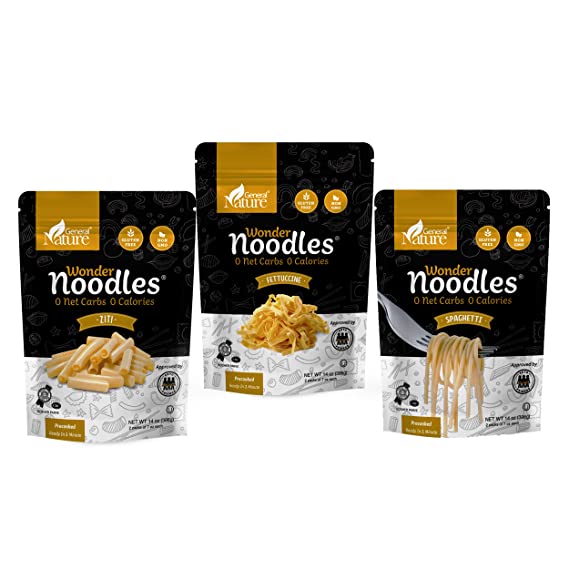 Wonder Noodles Combo Pack | Keto, Kosher, Vegan, Carb-Free Zero Calorie Noodles | No Sugar, No Fat | Ready to Eat Gluten Free Pasta Diet Food | Spaghetti (14oz), Fettuccine (14oz), Ziti (14oz)