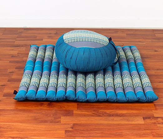 Leewadee Meditation Set: Zafu Cushion, Zabuton Mat, Kapok Fabric