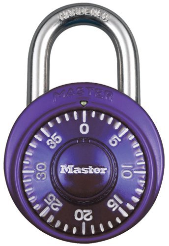 Master Lock Padlock, Standard Dial Combination Lock, 1-7/8 in. Wide, Purple, 1526D 2 Pack