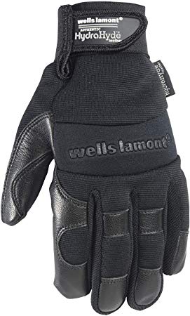 Men's Black HydraHyde Leather Palm Winter Work Gloves (Wells Lamont 3219K)