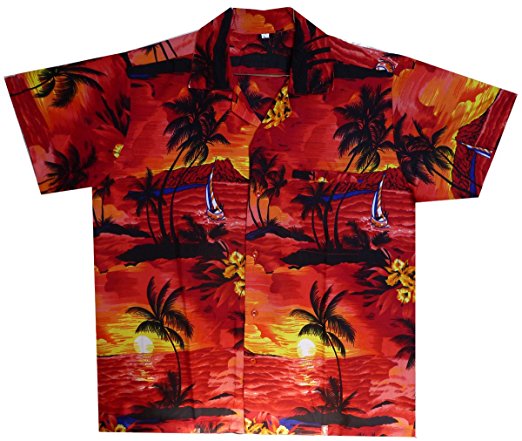 Funky Hawaiian Shirt For Men Short Sleeve Front-Pocket Surf Multiple Colors