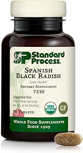 Standard Process Spanish Black Radish - Whole Food Detox, Liver Support, Digestion and Digestive Health, Gallbladder Support with Honey and Vitamin C - Vegetarian, Gluten Free - 90 Tablets