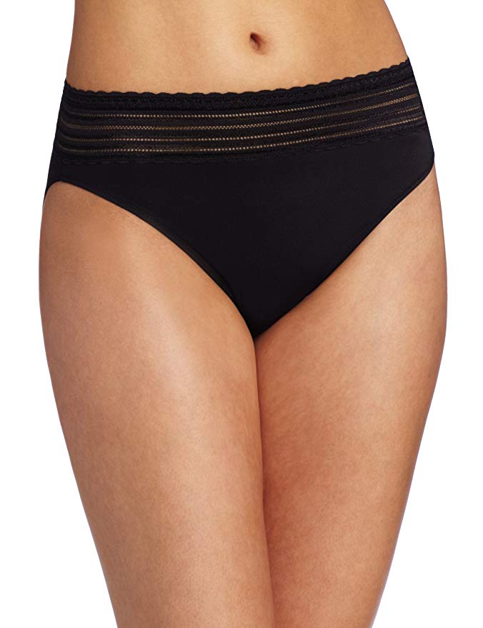 Warners Women's No Pinching No Problems Lace Hi-Cut Brief Panty