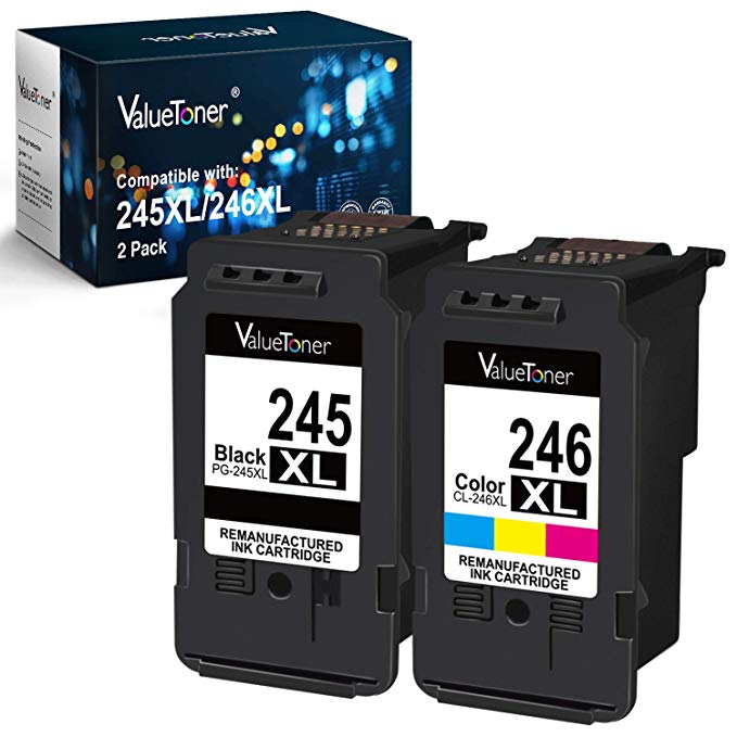 Valuetoner Remanufactured Ink Cartridge Replacement for Canon PG-245XL CL-246XL PG-243 CL-244 to use with Pixma MX492 MX490 MG2420 MG2520 MG2522 MG2920 MG2922 MG3022 MG3029 (2-Pack,Value Edition)