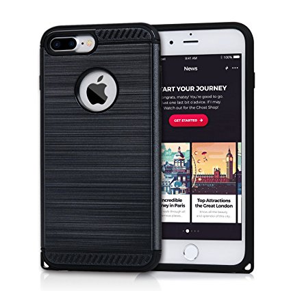 iPhone 7 Plus Case - TURATA 7 Plus Case [Heavy Duty] Soft TPU   Hard PC Dual Layer Fully Protector for iPhone 7 Plus 5.5 inch (Black)