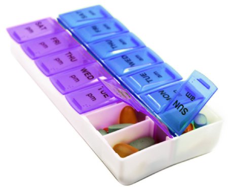 Pill Organizer Box with Snap Lids| 7-day AM/PM | Larger Compartments for Bigger Pills