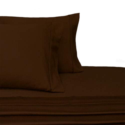 Exquisitely Lavish Sateen Solid Weave Bedding by Pure Linens, 300 Thread Count 100-Percent Plush Cotton, 3 Piece Twin Size Deep Pocket Hemmed Sheet Set, Chocolate