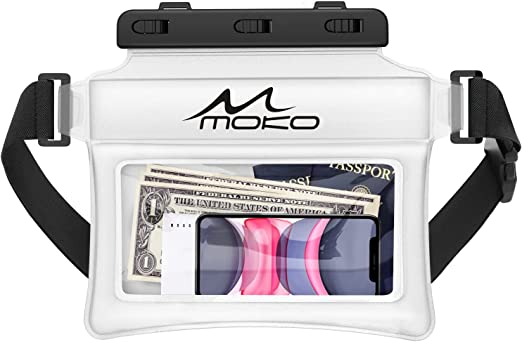 MoKo Waterproof Phone Pouch Fanny Pack, Floating Dry Bag for Swimming Kayaking Snorkeling, Compatible with iPhone 13/13 Pro Max/12/12 Pro Max/11 Pro Max, Galaxy S21 Ultra/S9/Note 10 Plus