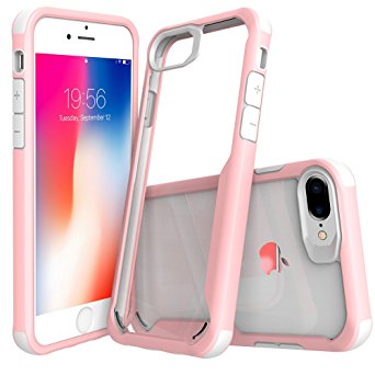 iPhone 8 Plus Case, iPhone 7 Plus Case, Miracase Slim & Thin TPU Clear PC Air Cushion Hybrid Bumper Shockproof Drop Protective Cover Case for Apple iPhone 7 Plus / 8 Plus(5.5") -White Pink ¡­