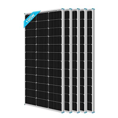 Renogy 500W Solar Panel, 100W 5PCS Solar Panels, High-Efficiency Monocrystalline Module PV Power for RV Battery, Boat, Caravan and Off-Grid Applications