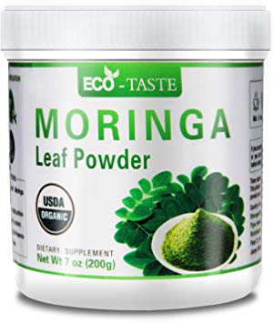 USDA Organic Moringa Leaf Powder, 100% Raw,7oz(200g), Perfect for Tea,Salad and Smoothies, Gluten Free, Non-GMO