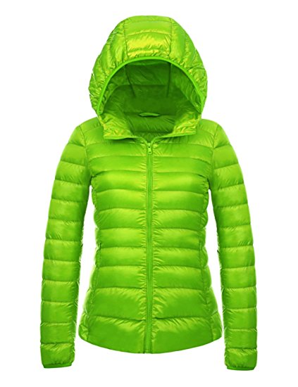 CHERRY CHICK Women's Packable Down Jacket with Hood (Plus Size Available)