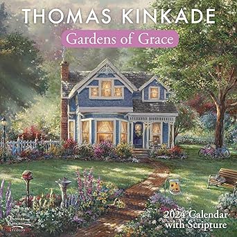 Thomas Kinkade Gardens of Grace with Scripture 2024 Wall Calendar