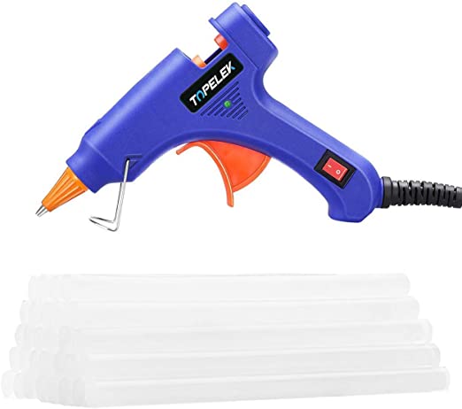 Hot Glue Gun, TOPELEK Mini Heating Hot Melt Glue Gun with 30pcs Melt Glue Sticks, Melting Glue Gun Set for School DIY Arts and Crafts Projects, Home Quick Repairs(20 Watts, Blue)