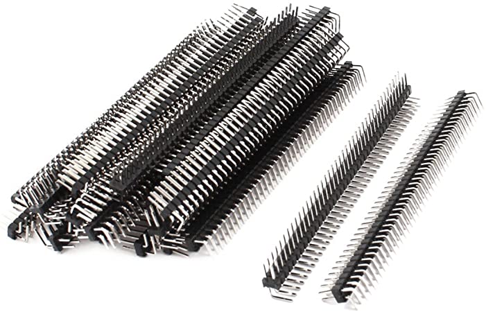 uxcell 25Pcs 2.54mm Pitch Dual Row 80-Pin Male 90 Degree Pin Header Connector