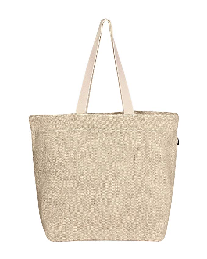 Eono Essentials Carrying Bag, 100% Jute / Cotton, Reusable, Eco Friendly, Large, Beige (Natural)