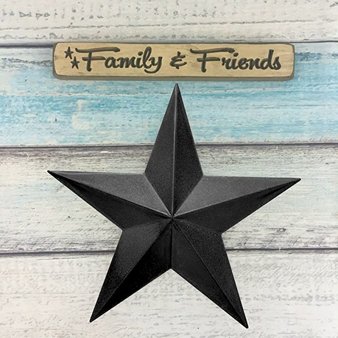 Rustic Metal Barn Star for Outside Country Antique Matte Finish Distressed Black Barn Stars for Home Decors or Farmhouse Wall Art Decorations (12''X12')