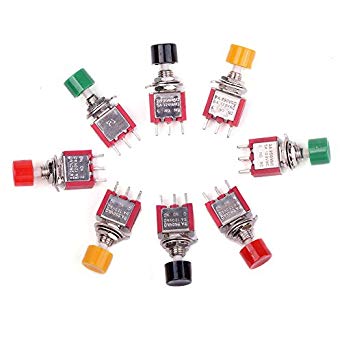 Cylewet 8Pcs SPDT Momentary Push Button Switch AC 2A 250V/ 5A 120V NO/NC (Pack of 8) CYT1087