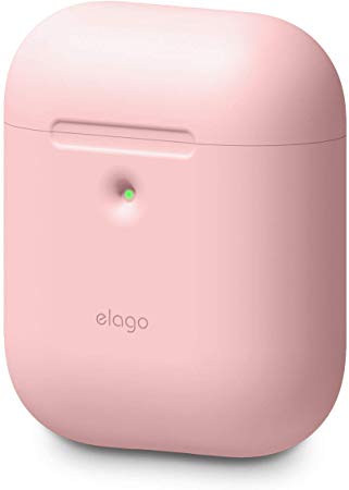 elago AirPods 2 Silicone Case [Front LED Visible] Supports Wireless Charging, Extra Protection, 2019 Latest Model - for AirPods 2 Wireless Charging Case (Lovely Pink)