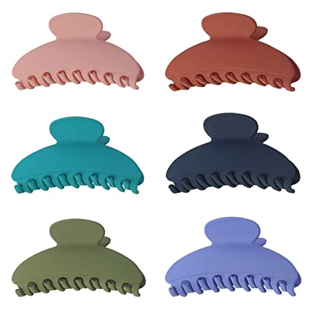 Hair Claw Clips Matte Color Strong Hold Hair Clips for Thick Hair Large Jaw Clips (6 Pcs 3.5 Inch)