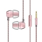 Earbuds In-Ear Headphones Metal Sound Cell Phone Headset Earphones with Mic and Stereo Bass for iPhone 6S Plus 6 5S iPod iPad Samsung S6 Note 5 HTC LG G4 G3 Android Smartphones MP3 Players Pink