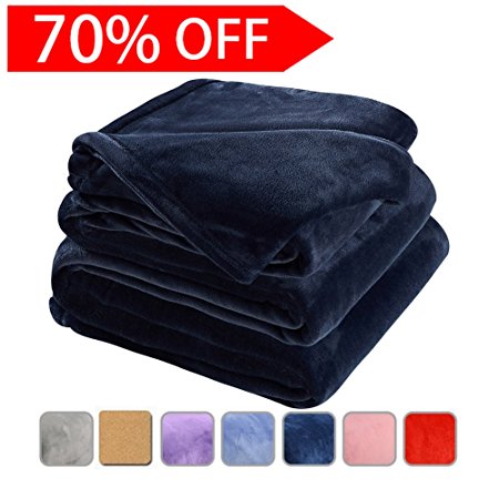 Fleece Bed Blanket Super Soft Warm Fuzzy Velvet Plush Throw Lightweight Cozy Couch Blankets King(104-Inch-by-90-Inch)Royal Blue