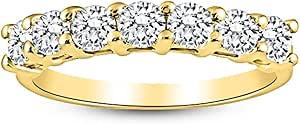 1/2 Carat 14K White Gold Round 7-Stone Diamond Wedding Anniversary Stackable Ring Band Value Collection