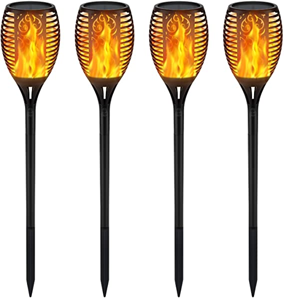 Solar Lights Outdoor, Solar Torch Lights with Flickering Dancing Flames, Waterproof Outdoor Solar Spotlights Landscape Decoration Lights for Garden Patio Pathway Driveway Dusk to Dawn Auto On/Off