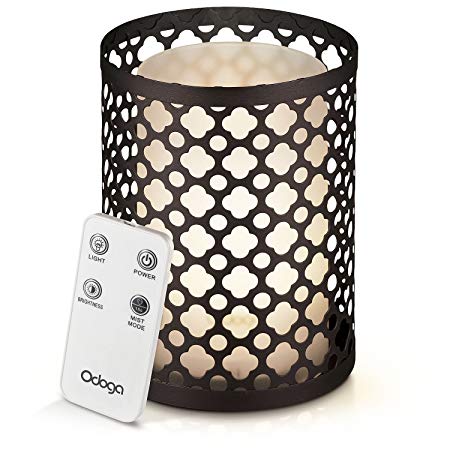 Odoga Aromatherapy Essential Oil Diffuser, 100 ml Ultrasonic Quiet Cool Mist Humidifier with Warm White Color Candle Light Effect, Decorative Iron Cover, Remote Control & Low Water Auto Shut-Off