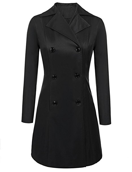 Showyoo Women's Classic Lapel Collar Double Breasted Trench Coat